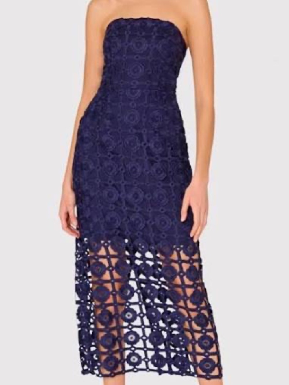 Milly Kait Strapless Tiled Lace Midi Dress - Size 6 NWT
